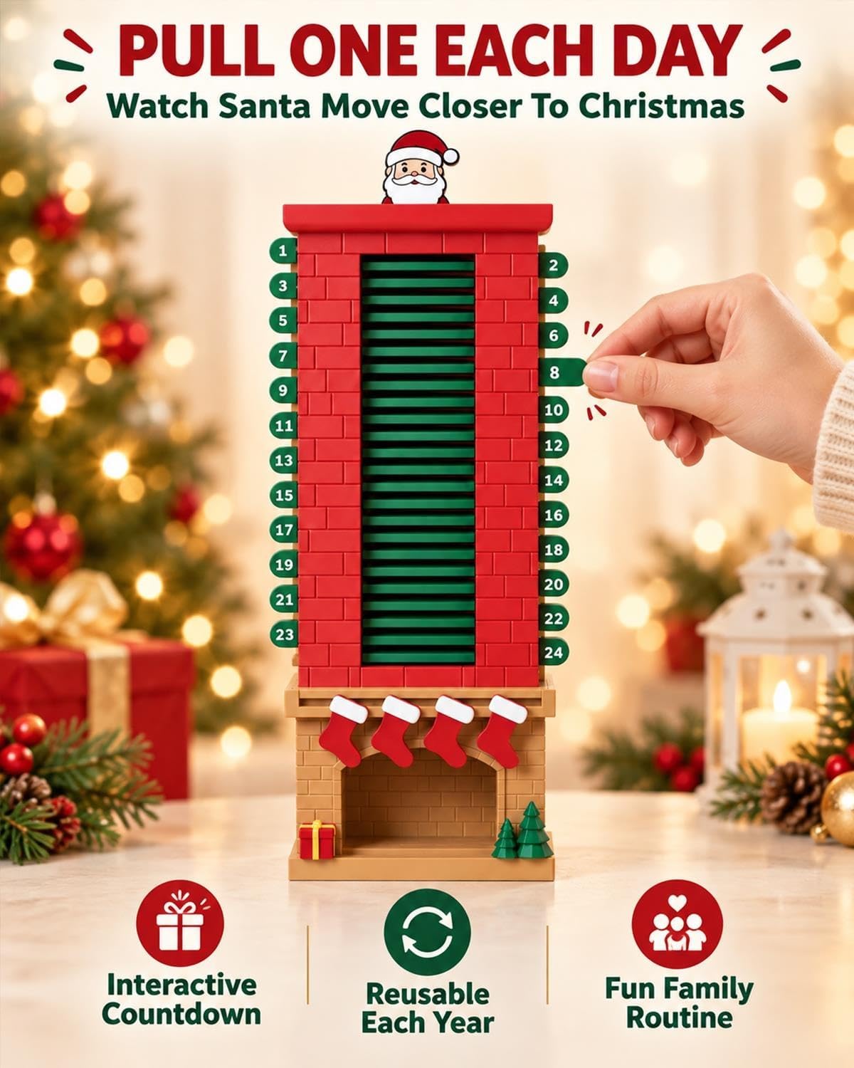 3D Printed Santa Chimney Advent Calendar Christmas Countdown 24-Day