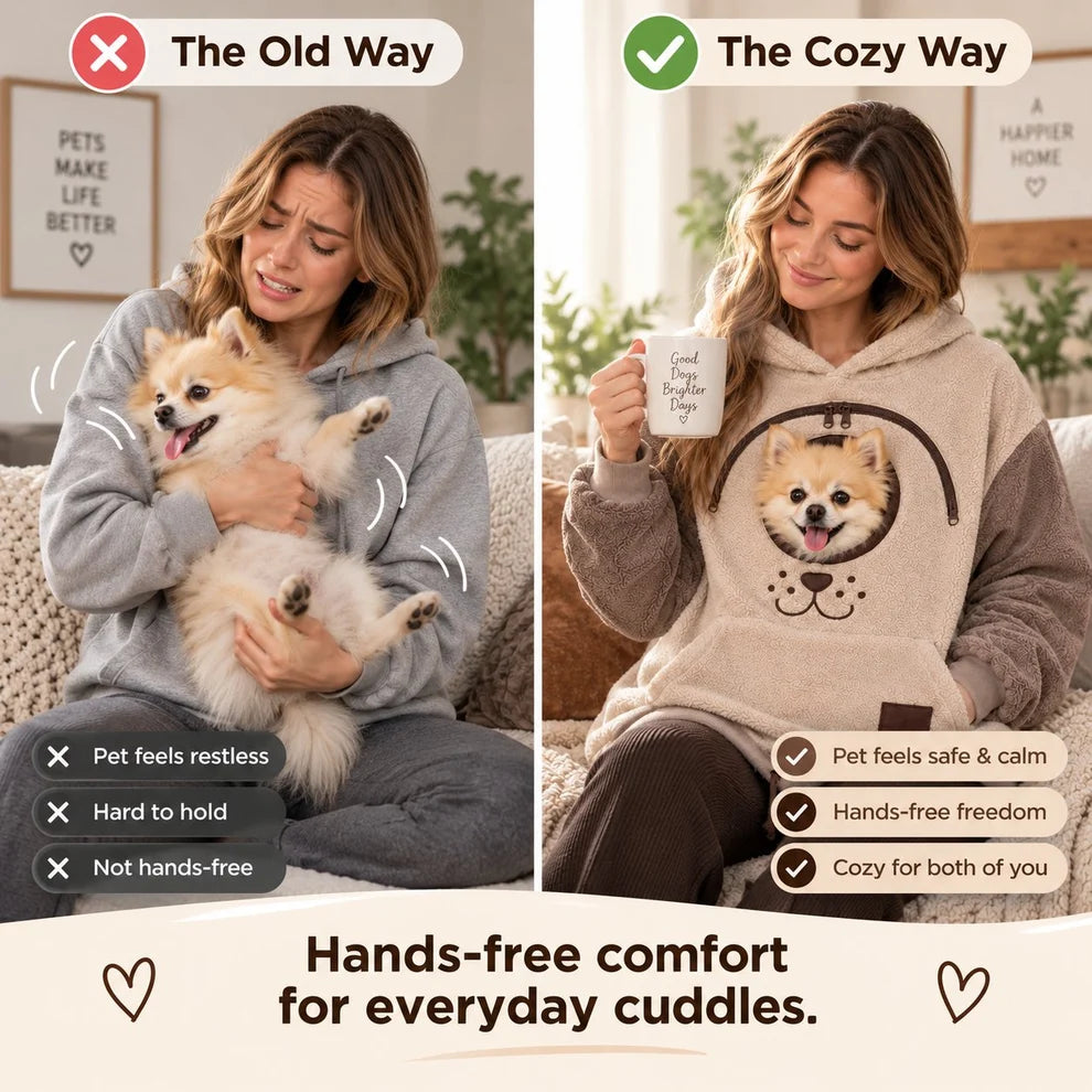 🐾 Cozy Pet Carrier Hoodie — Built-In Pouch for Cats & Small Dogs