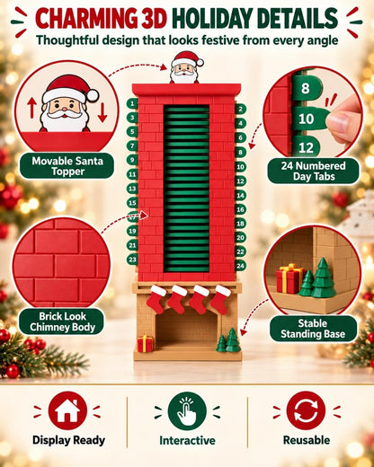 3D Printed Santa Chimney Advent Calendar Christmas Countdown 24-Day