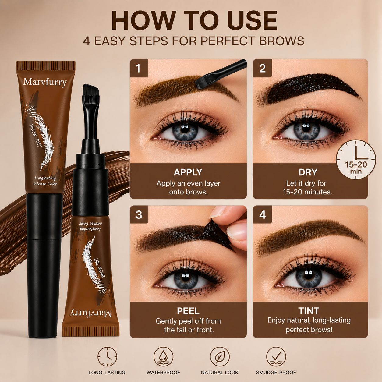 Last Day Buy 1 Get 1 Free Marvfurry Brow Tint | Easy Peel, Natural Brows, Lasting Color