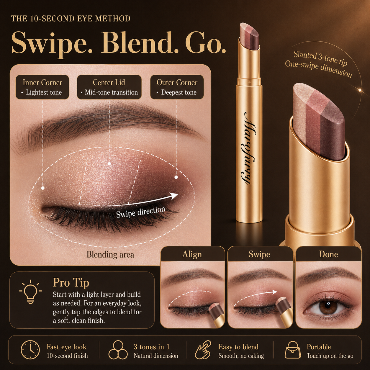 3 Color Eyeshadow Stick