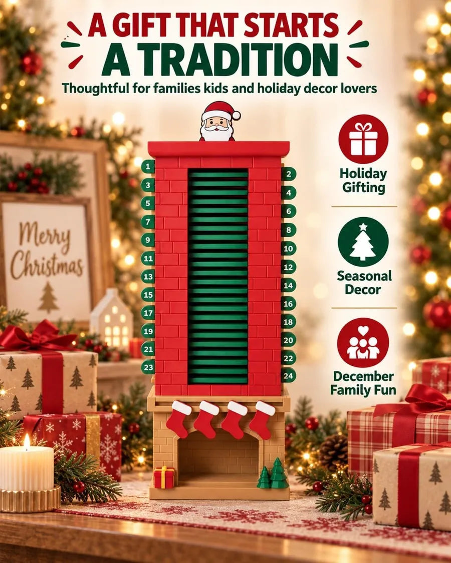 Santa chimney Christmas countdown calendar presented as a holiday family gift